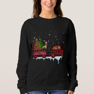 Boxer Dog Christmas Red Plaid Leopard Truck Santa  Sweatshirt