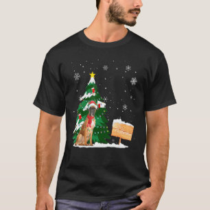 Boxer Dog Christmas Reindeer Light Santa Hat Xmas  T-Shirt