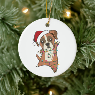 Boxer Dog Christmas Snow Winter Animals Dogs Adult Ceramic Ornament