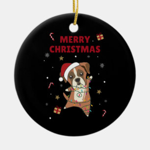 Boxer Dog Christmas Snow Winter Animals Dogs Ceramic Ornament