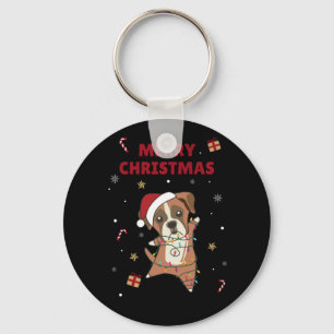 Boxer Dog Christmas Snow Winter Animals Dogs Keychain