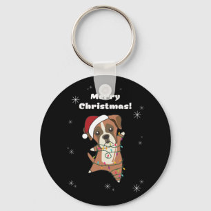 Boxer Dog Christmas Snow Winter Animals Dogs Keychain