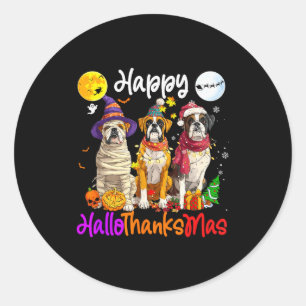 Boxer Dog Christmas Thanksgiving Happy Halloween Classic Round Sticker