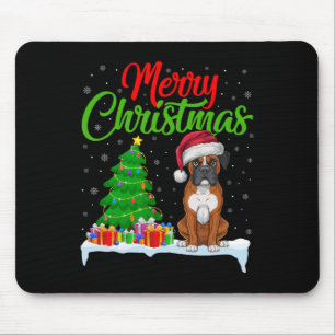 Boxer Dog Christmas Tree Lights Funny Xmas Boxer D Mouse Pad
