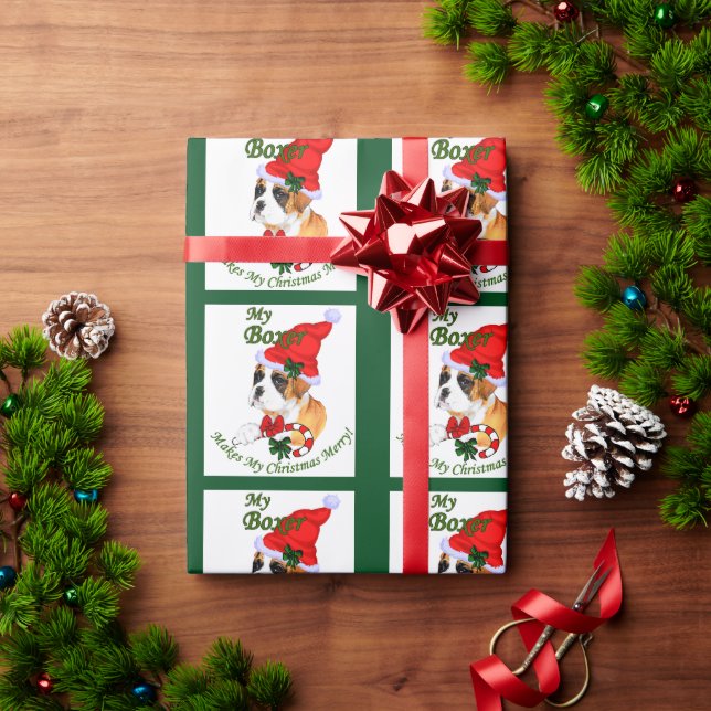 Boxer Dog Christmas Wrapping Paper (Holiday Gift)