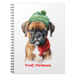 Boxer Dog Christmas X-Mas wish gift Woofy Christma Notebook