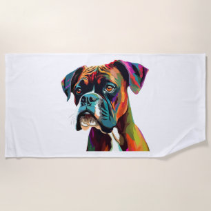 Boxer Dog Colourful Beach Towel