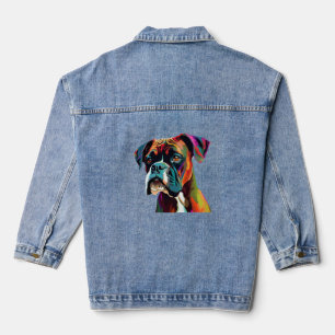 Boxer Dog Colourful Denim Jacket