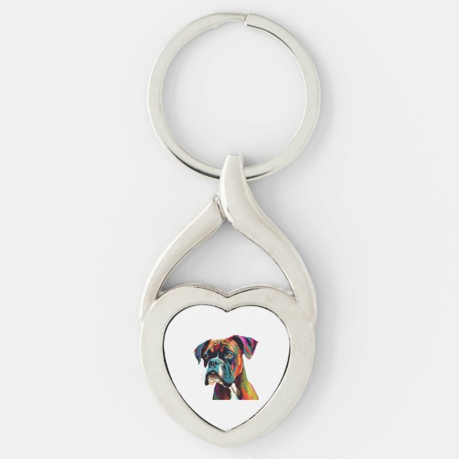 Boxer Dog Colourful Keychain (Front)