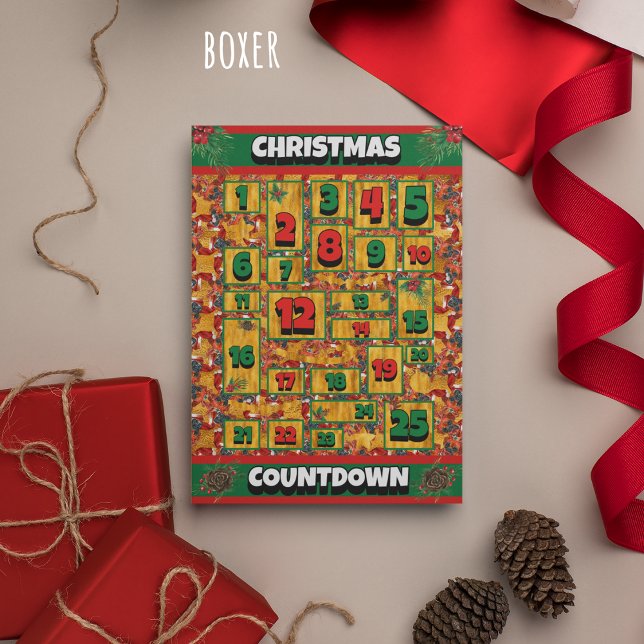 Boxer Dog Countdown Christmas Advent Calendar Holiday Card (Creator Uploaded)