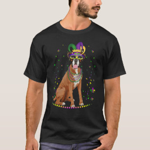 Boxer Dog  Cute Mardi Gras Carnival Jester T-Shirt