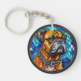 Boxer Dog Cute Portrait For Dog Lovers Gift Keychain