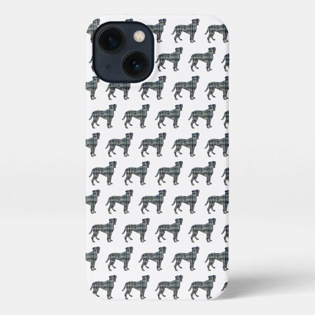 Boxer Dog Cute Silhouette Grid White iPhone Case (Back)