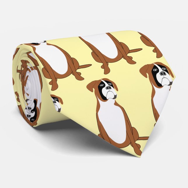 Boxer Dog Design Tie (Rolled)
