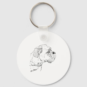 Boxer Dog  – Dog Lover Minimalist Illustration Keychain