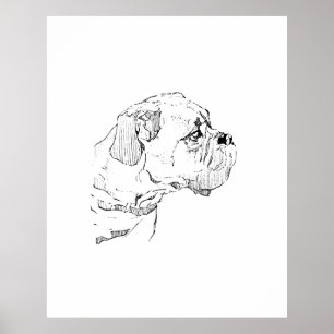 Boxer Dog  – Dog Lover Minimalist Illustration Poster