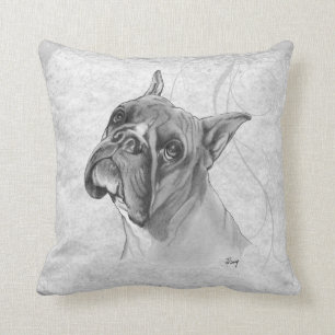 Boxer Dog Drawing Throw Pillow