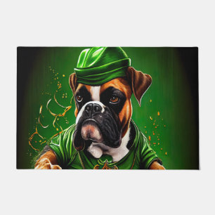 Boxer Dog Driving Bike St. Patrick's Day Doormat