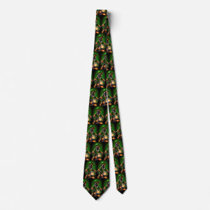Boxer Dog Driving Bike St. Patrick's Day Tie
