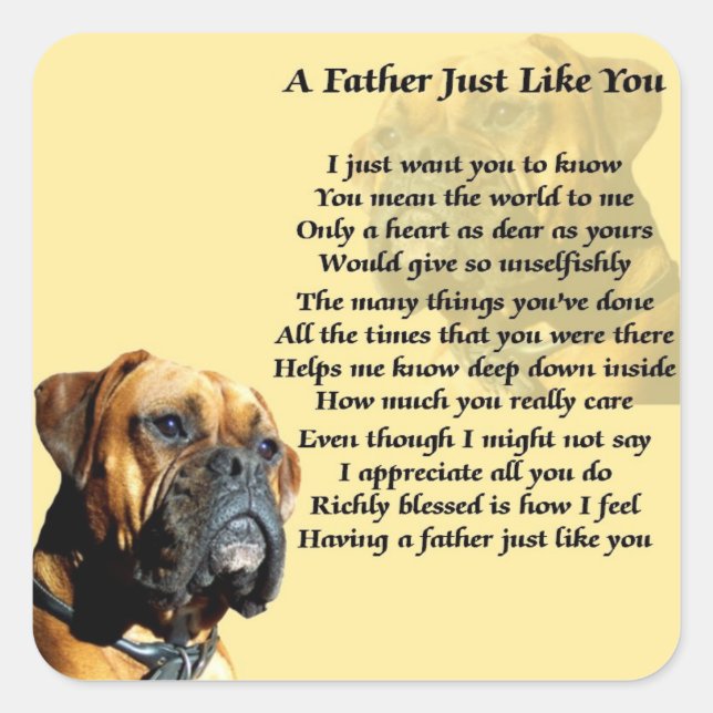 Boxer Dog Father Poem Stickers (Front)