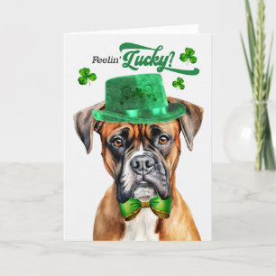 Boxer Dog Feelin' Lucky St Patrick's Day Holiday Card