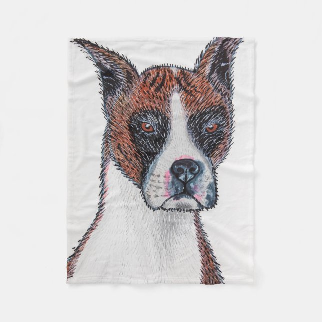 Boxer dog fleece blanket  (Front)
