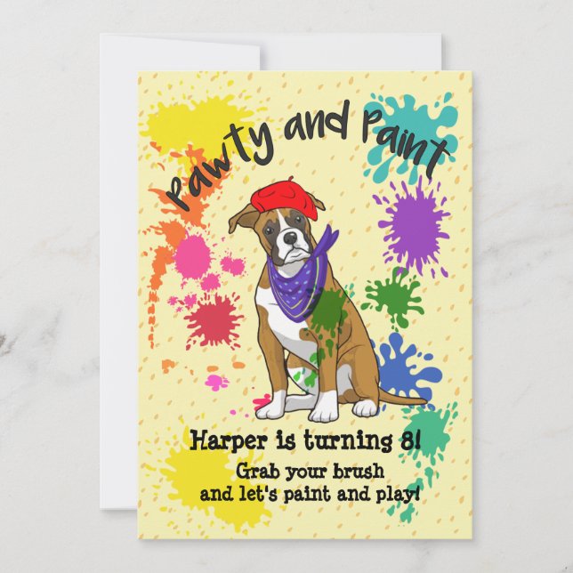 Boxer Dog Fun Art Invitation à la fête d'anniversa (Devant)