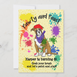 Boxer Dog Fun Art Invitation à la fête d'anniversa