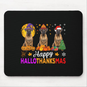 Boxer Dog Halloween Christmas Hallothanksmas  Mouse Pad