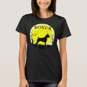 Boxer Dog Halloween Full Moon Bats Trees T-Shirt