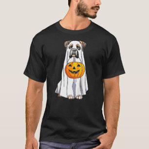 Boxer Dog Halloween Funny Ghost Costume with Pumpk T-Shirt