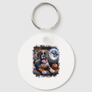 Boxer Dog Halloween Keychain