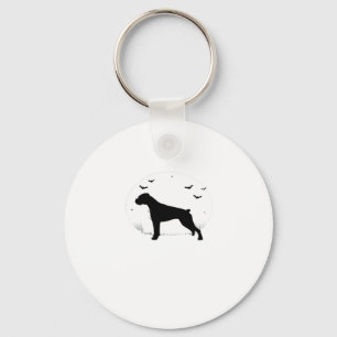 Boxer Dog � Halloween Moon Silhouette Classic T-Sh Keychain