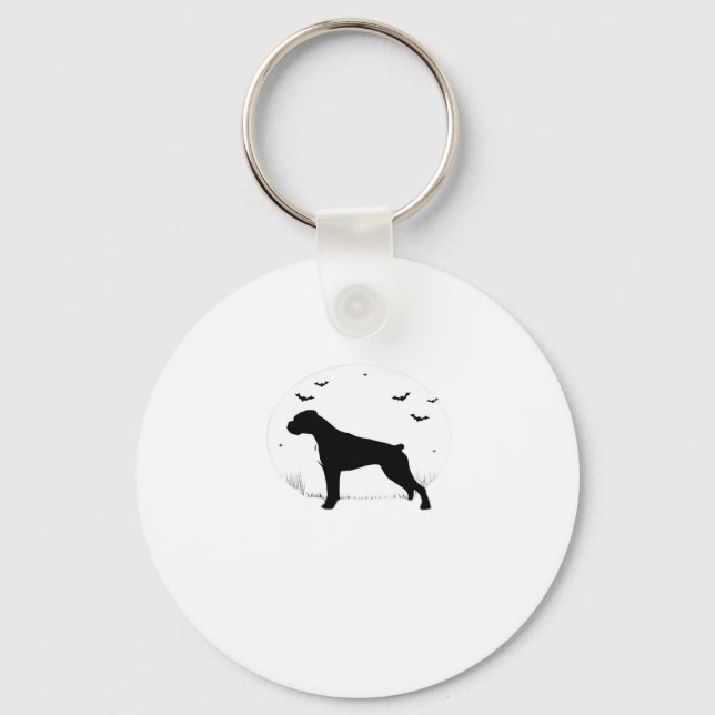 Boxer Dog � Halloween Moon Silhouette Classic T-Sh Keychain (Front)