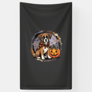 Boxer Dog Halloween Pumpkin Sublimation Banner
