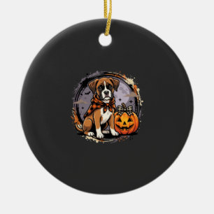 Boxer Dog Halloween Pumpkin Sublimation Ceramic Ornament