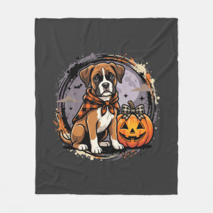 Boxer Dog Halloween Pumpkin Sublimation Fleece Blanket