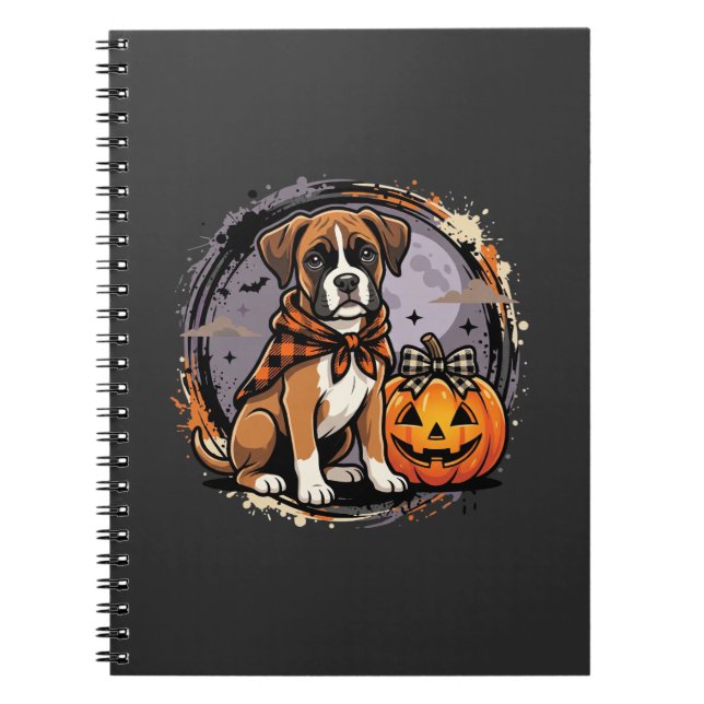 Boxer Dog Halloween Pumpkin Sublimation Notebook (Front)