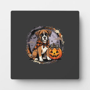 Boxer Dog Halloween Pumpkin Sublimation Plaque