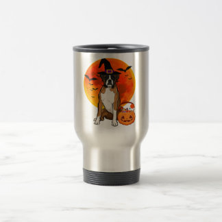 Boxer Dog Halloween Pumpkin Trick Or Treat Candy Travel Mug