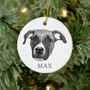 Boxer Dog Hand Drawing Personalized Ceramic Ornament