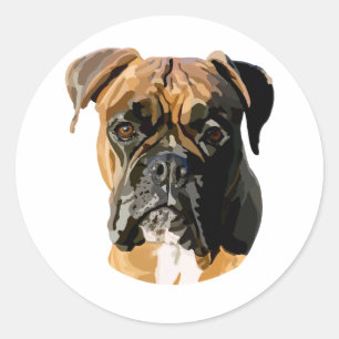 Boxer Dog Hand Drawn Digital Art Classic Round Sticker