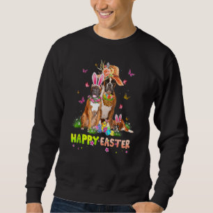 Boxer Dog Happy Easter Bunny Eggs Easter Kids Sweatshirt