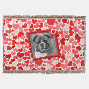 Boxer Dog Hearts Throw Blanket