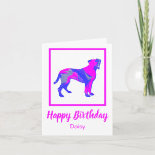 Boxer Dog Hot Pink Funny Birthday Card