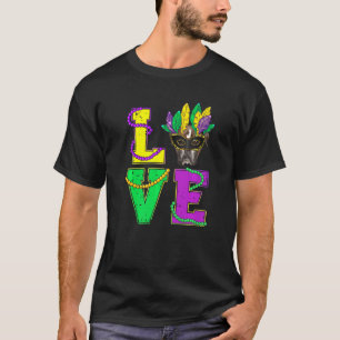 Boxer Dog I Love Puppy Mardi Gras Men Women Kids T-Shirt