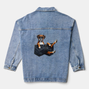 Boxer Dog In A Pocket Denim Jacket