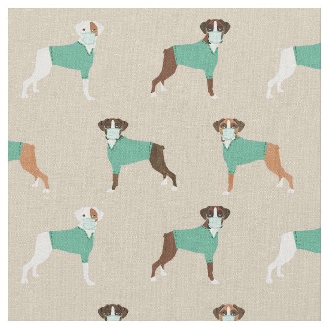 Boxer Dog in scrubs tan Fabric (Close Up)