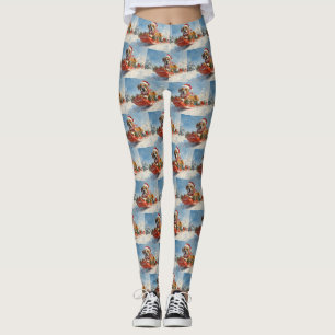 Boxer Dog in Sledge Let it Snow Christmas Leggings