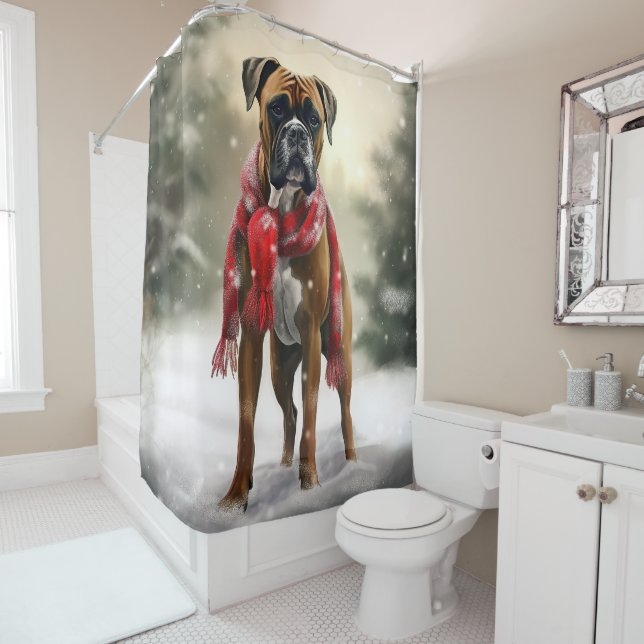 Boxer Dog in Snow Christmas (In Situ)